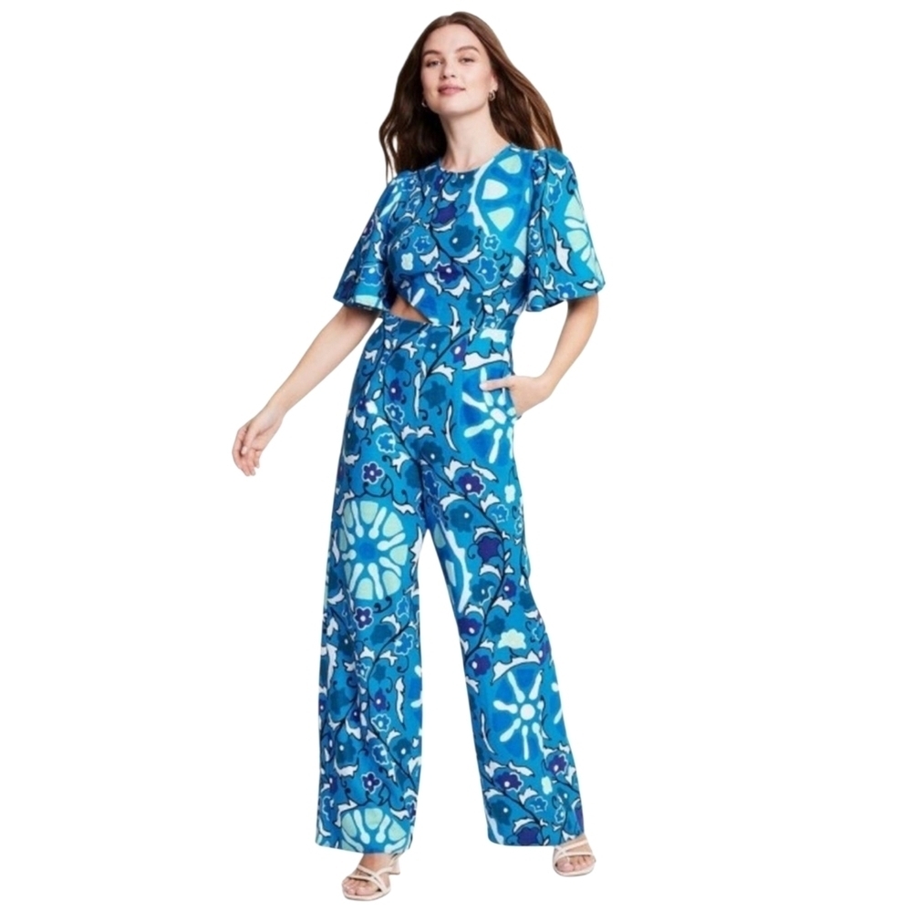Rhode x Target Zinnia Large Floral Print Bell Sleeve Cut Out Jumpsuit NWOT